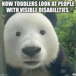 yes | how toddlers look at people with visible disabillties | image tagged in panda,yes | made w/ Imgflip meme maker
