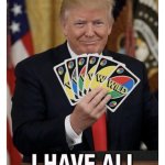 Trump Uno all the cards Iran idiot