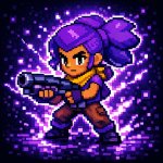Shelly from brawl stars glowing purple template