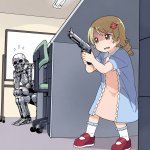 Terminator hiding from anime girl