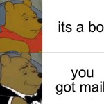 Tuxedo Winnie The Pooh | its a boi; you got mail. | image tagged in memes,tuxedo winnie the pooh | made w/ Imgflip meme maker