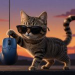 Cool Cat hanging up the Mouse