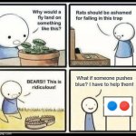Altruism Trap | What if someone pushes blue? I have to help them! | image tagged in blank trap meme,red and blue button | made w/ Imgflip meme maker