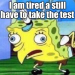 Mocking Spongebob | I am tired a still have to take the test | image tagged in memes,mocking spongebob | made w/ Imgflip meme maker