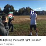 Liverpool - Chelsea 1-1 = Hong Kong 97 vs. Superman 64. | image tagged in 2 idiots fighting,liverpool,chelsea,memes,funny,premier league | made w/ Imgflip meme maker