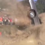 Car Hits Dirt Jump and Crashes in Mud GIF Template