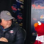 Elmo with Philadelphia Phillies TV commentator