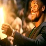 Guy holding glowing paper meme