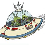 Two Aliens in UFO template