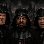 Hegseth, Patel, Rubio, clowns cosplaying Darth Vader meme