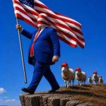 Trump, blind and senile, walks off cliff, fewer sheep every day