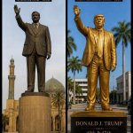 Saddam Hussein Donald Trump Statues meme