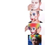 Clown Applying makeup turning into Merz meme