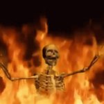 skeleton on fire