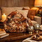 A 37.4-pound polished petrified wood piece is a substantial, anc