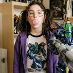 A nerd girl who loves Gun Metal and bubble gum GIF Template
