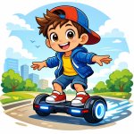 Little  boy on a hoverboard