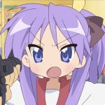 Kagaami Hiiragi Screaming at something i guess