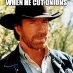 Chuck Norris | Chuck Norris didn’t when he cut onions; The onions cried | image tagged in memes,chuck norris,onions,i diagnose you with gay | made w/ Imgflip meme maker