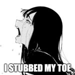 Crying Aya Asagiri | I stubbed my toe | image tagged in crying aya asagiri | made w/ Imgflip meme maker