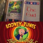 Porky Pig Says That’s All Folks To Shrek (2001) | image tagged in shrek,looney tunes,porky pig,crossover,deviantart,memes | made w/ Imgflip meme maker