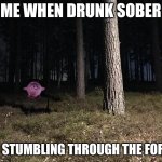 Tree T pose kirby | ME WHEN DRUNK SOBER; and stumbling through the forest | image tagged in tree t pose kirby | made w/ Imgflip meme maker