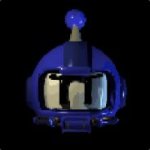 Blue Bomberman in the chair