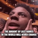 Think about it… | The amount of last names in the world will never change | image tagged in gifs,speed,ishowspeed,think about it | made w/ Imgflip video-to-gif maker
