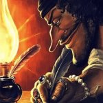 Man writing in fire