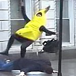 man slips on banana