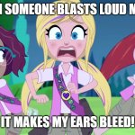 Loud music... | When someone blasts loud music; It makes my ears bleed! | image tagged in polly pocket runs away from the grinch | made w/ Imgflip meme maker