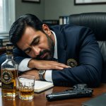 Kash Patel FBI director sleeping drunk desk pistol