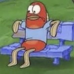 Spongebob fish on bench