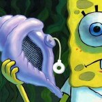 SpongeBob with a shell phone
