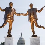 Trump Jeffrey Epstein Statue Best Friends Forever