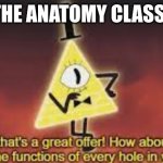MAG 34 be like (there should be a TMA stream tho) | pov the anatomy class kids; my | image tagged in bill cipher oh wow great offer,the magnus archives | made w/ Imgflip meme maker