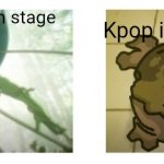 Some Leslie memes | Kpop idols after stage; Kpop idols while in stage | image tagged in tawog,leslie nielsen,kpop | made w/ Imgflip meme maker