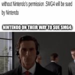Glitch Productions gonna be sued for this | nintendo on their way to sue SMG4: | image tagged in gifs,smg4,nintendo,memes | made w/ Imgflip video-to-gif maker