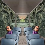 Sad and sad guys on train
