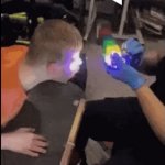 Autistic kid looking at lights