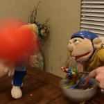 Jeffy's bowl getting hit by a ball