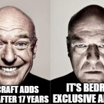 this aether is a deception | minecraft adds aether after 17 years; it's bedrock exclusive and paid | image tagged in hank,minecraft,memes | made w/ Imgflip meme maker