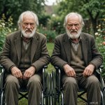 Angry old elderly white men wheelchairs