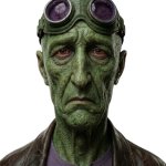 Realistic Sad Green Frenchie