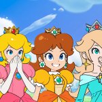 Two shocked princesses and one smiling Daisy