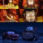 McQueen and Mater laughing at the Avatar last Airbender "You're not wearing any pants" | image tagged in lightning mcqueen and mater laugh at what | made w/ Imgflip meme maker