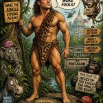 Pete Hegseth dreams of masculine manliness, Tarzan fantasy meme