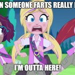 Polly Pocket runs away from The Grinch | When someone farts really loud; I'm outta here! | image tagged in polly pocket runs away from the grinch | made w/ Imgflip meme maker