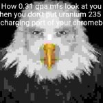 Human faced eagle | How 0.31 gpa mfs look at you when you don't put uranium 235 in the charging port of your chromebook | image tagged in human faced eagle,anal sex,anal probes,dildo,chinese,marshmallow | made w/ Imgflip meme maker