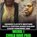 Funny | Weird, I could have paid for two kids criminology degrees with that much. | image tagged in funny,shut up and take my money fry,criminal minds,jewelry,george floyd,brother | made w/ Imgflip meme maker